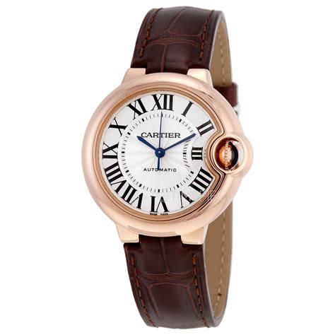 Cartier Balloon Bleu Silvered 18kt Pink Gold Opaline Flinque Dial 